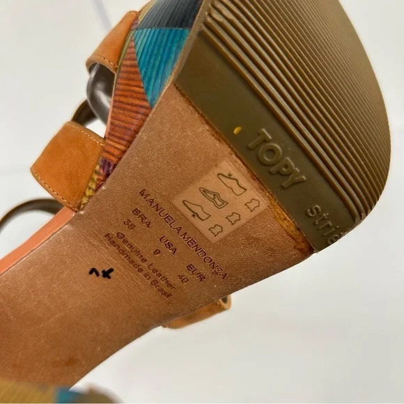 ❤️ Mayuela Mendoza Orange Multi-Color Platform Sandals Size 9 - Picture 8 of 8